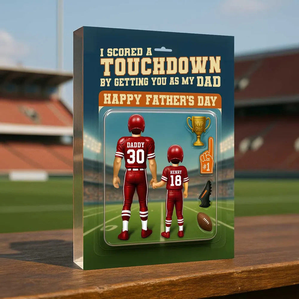 I Scored A Touchdown Getting You as my Dad, Custom Figure Personalized Acrylic Block Plaque, Father's Day Gift for Dad, Gift for Husband