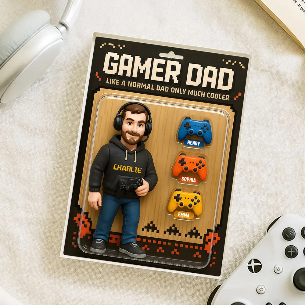 Gamer Dad Cooler Custom Action Figure Personalized Acrylic Block Plaque, Father's Day gift for Gamer Dad