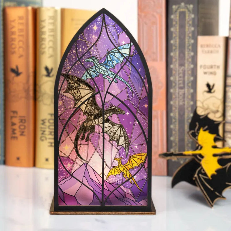 Fantasy Dragon Window Scene Plaque for Book Nook, Fantasy Book Lover & Reader Gift, Book Lover Gift, Bookshelf Decor