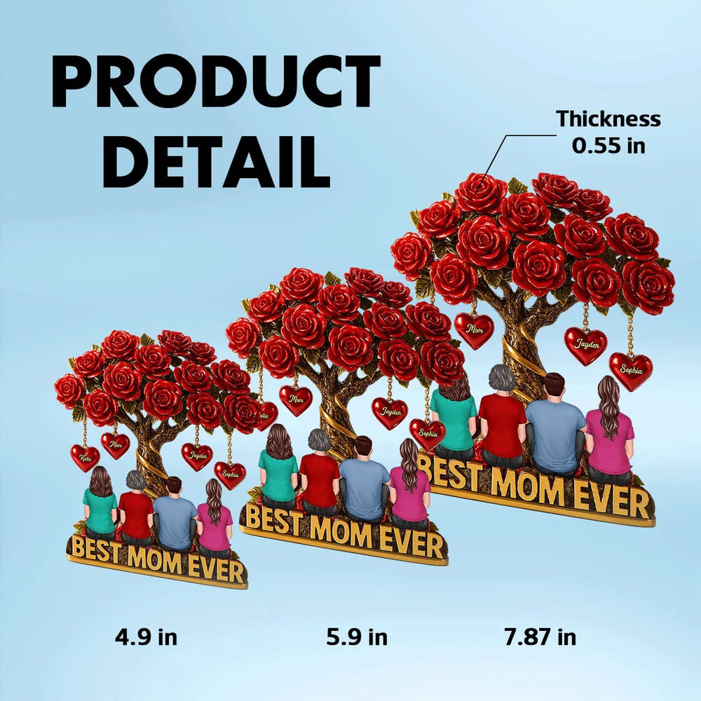 Mom & Children Under Beautiful Rose Tree Personalized Acrylic Block Plaque