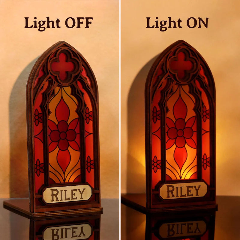 Personalized Gothic Stained Glass Art Window Book Nook Plaque, Fantasy Book Lover & Reader Gift, Book Lover Gift, Bookshelf Decor
