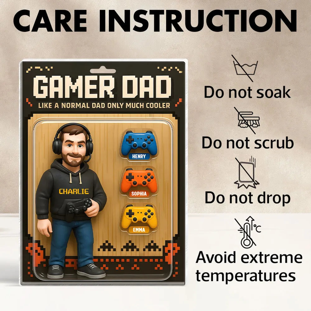 Gamer Dad Cooler Custom Action Figure Personalized Acrylic Block Plaque, Father's Day gift for Gamer Dad