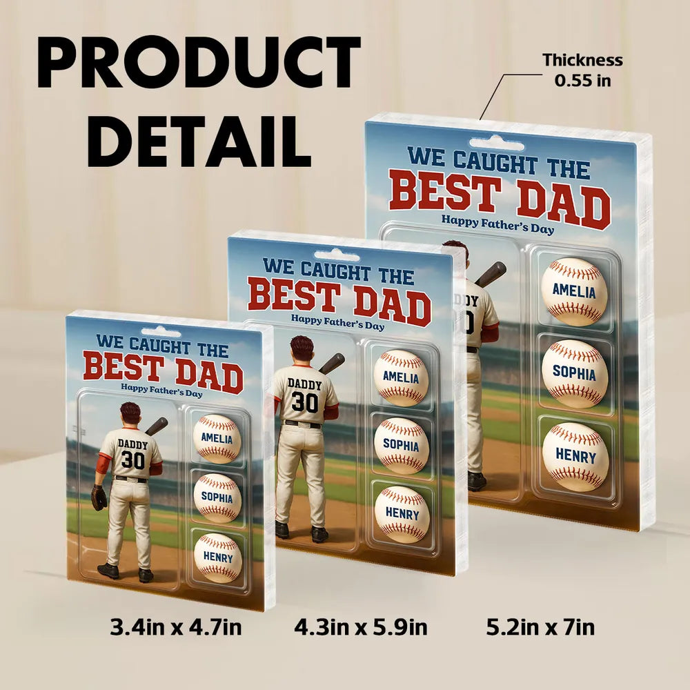 Custom Figure We Caught The Best Dad Baseball With Kids' Names Personalized Acrylic Block Plaque, Perfect Father's Day Gift For Him, For Dad, For Baseball Lover