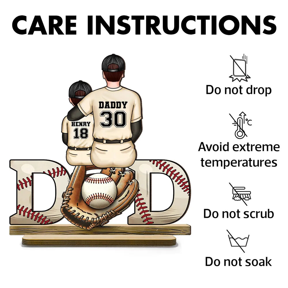 Baseball Softball Dad & Kids Glove Personalized Standing Wooden Plaque, Father's Day Gift for Dad, Gift for Husband