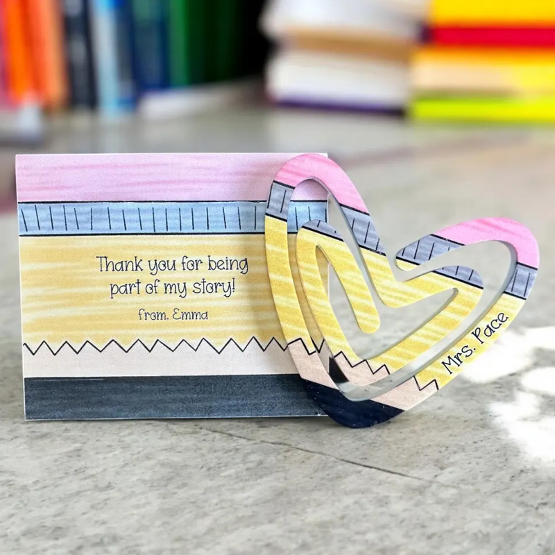 Personalized Heart-Shaped Teacher-Inspired Jumbo Acrylic Bookmark, End Of School Year Gift For Teacher, Teacher Appreaciation