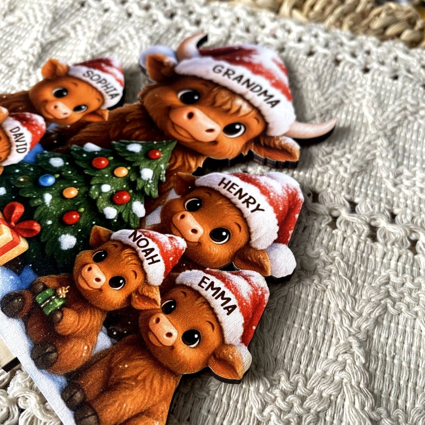 Grandma's Herd Cow Family Standing Wooden Plaque, Personalized Christmas Standing Wooden Plaque