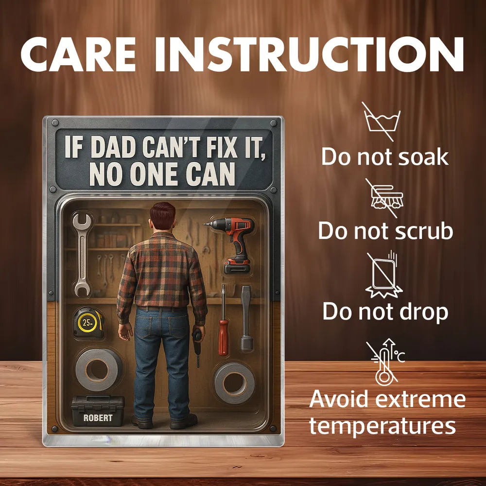 3D Effect If Dad Can't Fix It No One Can Action Figure Personalized Rectangle Acrylic Block