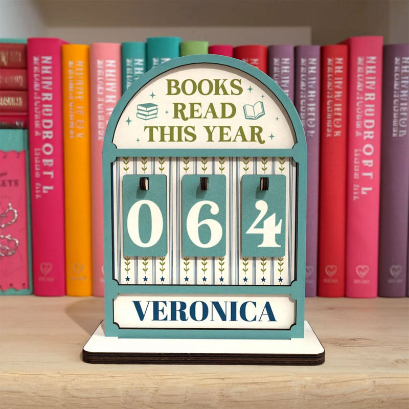 Personalized Vintage Floral Pattern Books Read This Year Counter Mini Plaque With Flat Base, Gift for Readers, Book Lovers Gift, Bookshelf Decor