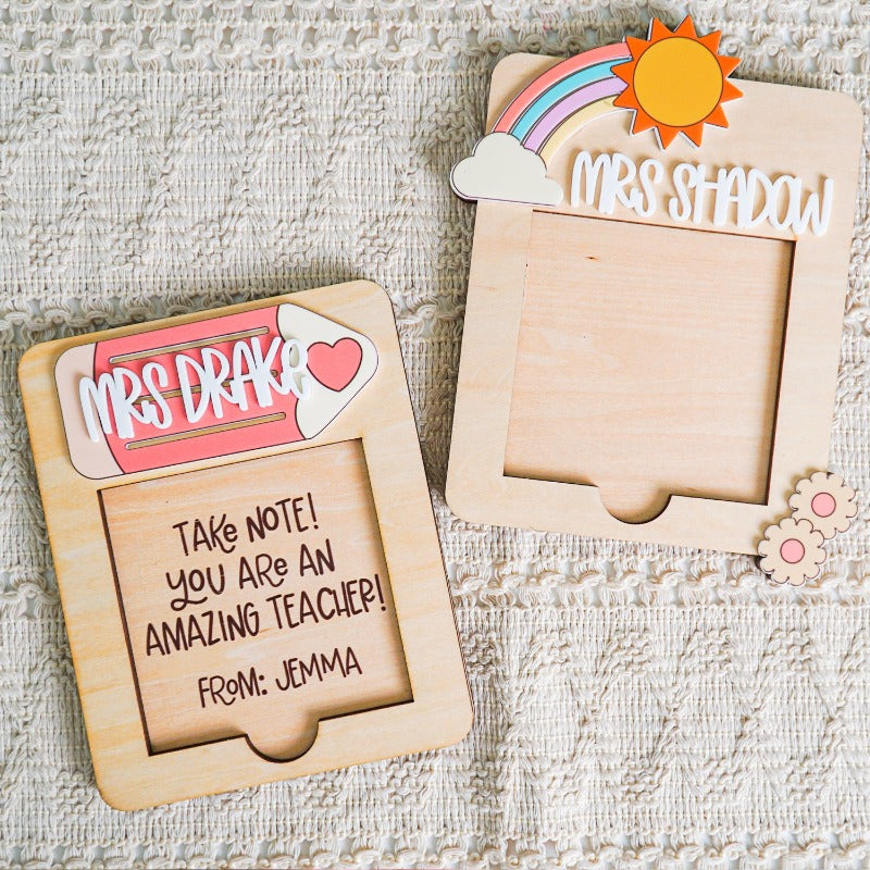 Personalized Sticky Note Holder for Teacher Appreciation Gift, End Of School Year Gift, Christmas Gift For Teacher