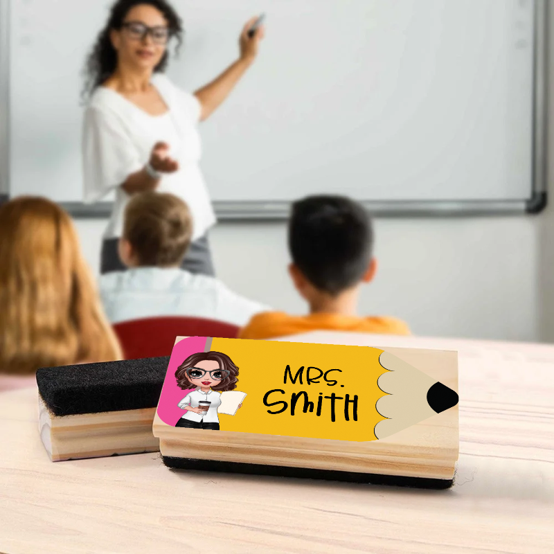 Personalized Doll Teacher Pencil Whiteboard Eraser, End Of The School Year Gift For Teachers, Teacher Appreciation Gift