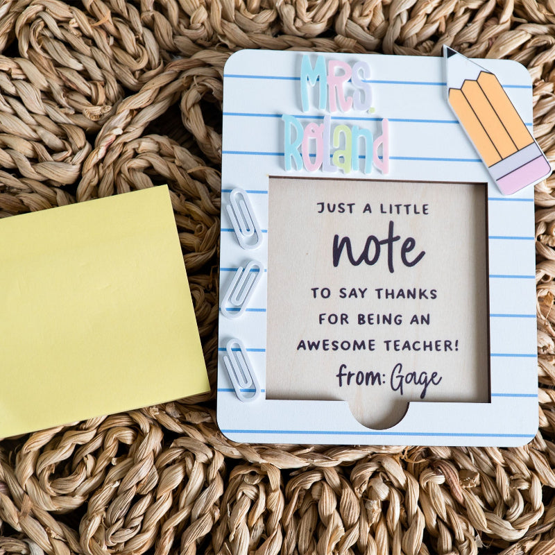 Personalized Teacher Name Rainbow Color Sticky Note Holder, Teacher Gift, End Of The Year Gift , School supplies Teacher appreciation,Gift from student