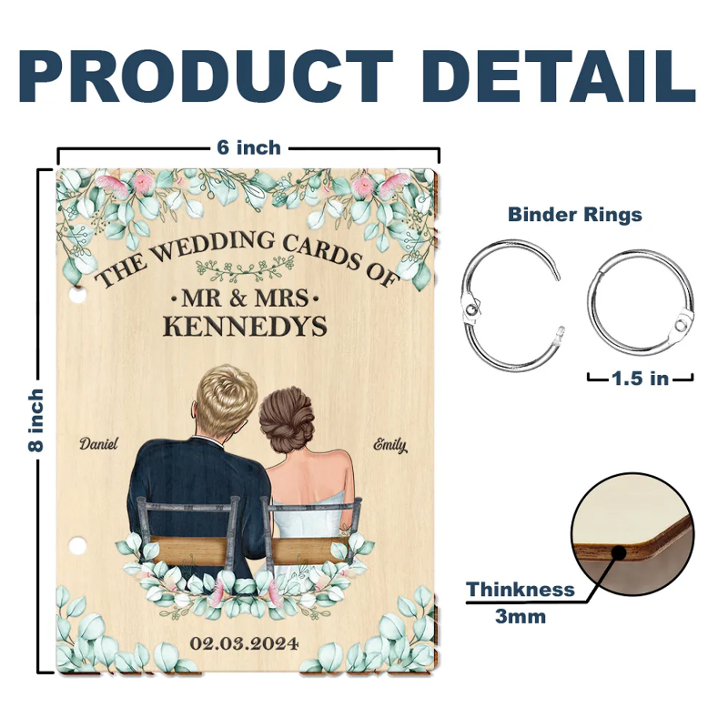 Personalized Floral Wedding Couple Card Keeper, Keepsake Card Holder for Couples