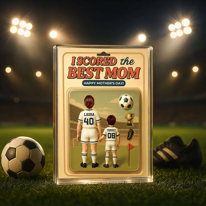 Personalized I Scored The Best Mom Soccer Figure Acrylic Block Plaque, Mother's Day Gift for Mom, Gift for Wife