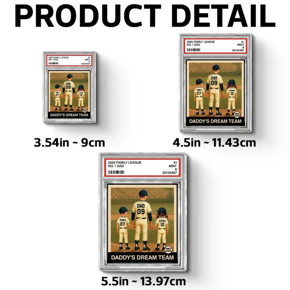 Baseball No. 1 Dad Man & Kids Trading Card Style Personalized Acrylic Fridge Magnet