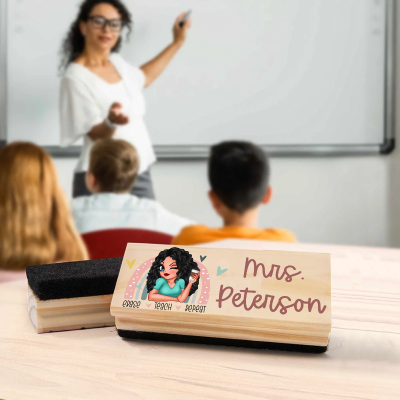 Personalized Erase, Teach, Repeat Whiteboard Eraser, End Of The School Year Gift For Teachers, Teacher Appreciation Gift