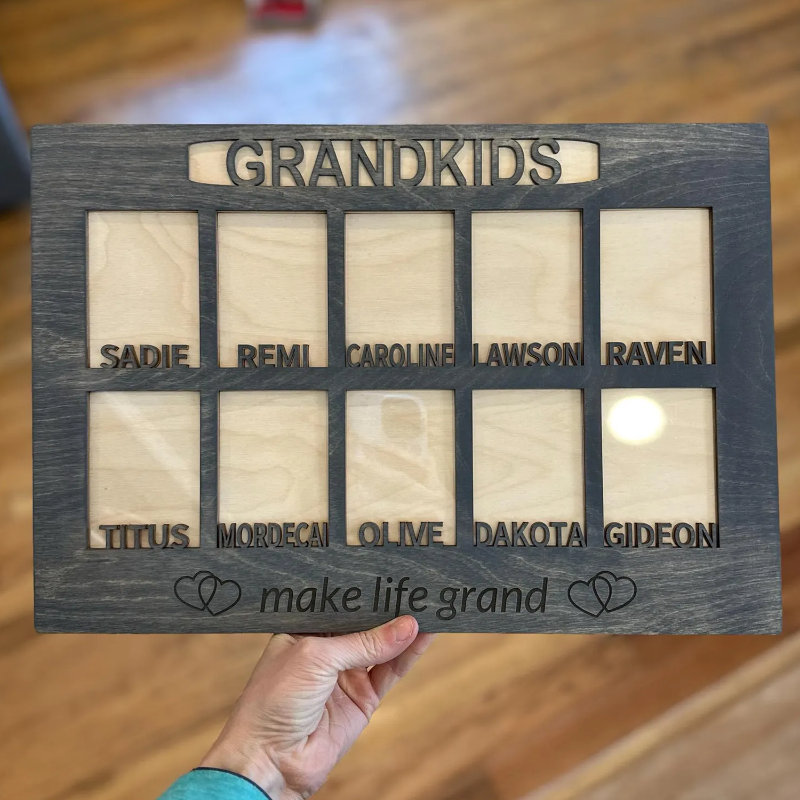 Personalized Grandchildren Make Life Grand Picture Frame, Mother's Day Gift For Grandma Idea, Kids Photo Keepsake