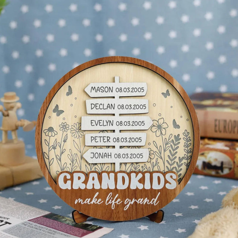 Personalized Grandkids In Butterfly Garden Names Wooden Sign, Garden Lovers Gift for Grandparents, Gift for Grandma Grandpa