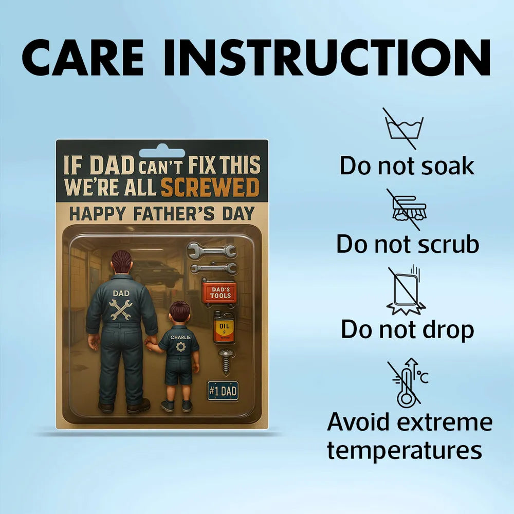 If Dad Can't Fix This We're All Screwed, Mechanic Handy Man Custom Figure Personalized Acrylic Block Plaque, Father's Day Gift for Dad, Gift for Husband
