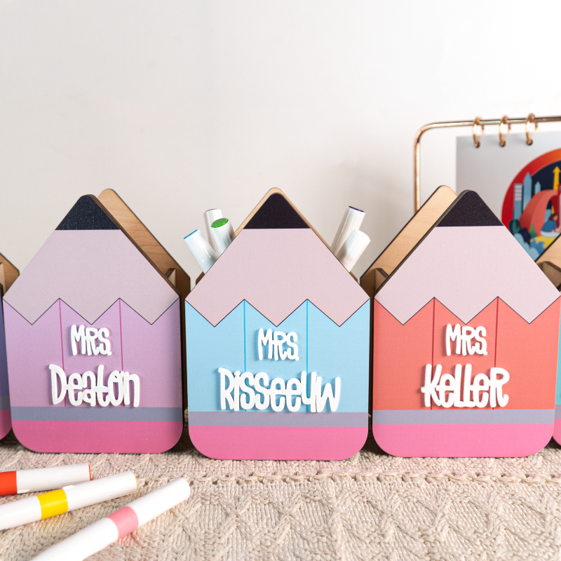 Personalized Pastel Teacher Pencil Holder for Teacher Appreciation Gift, End Of School Year Gift