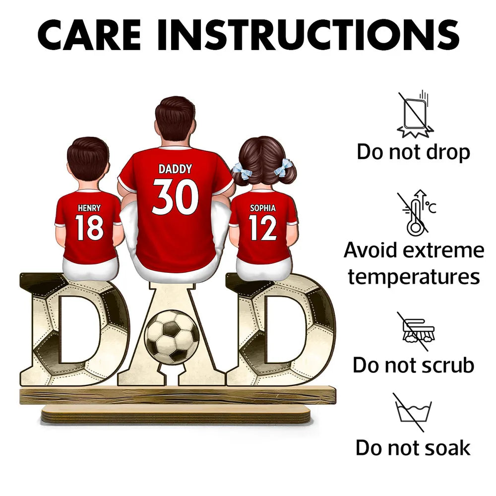 Soccer Dad & Kids Personalized Standing Wooden Plaque, Father’s Day gift for Dad, for Husband