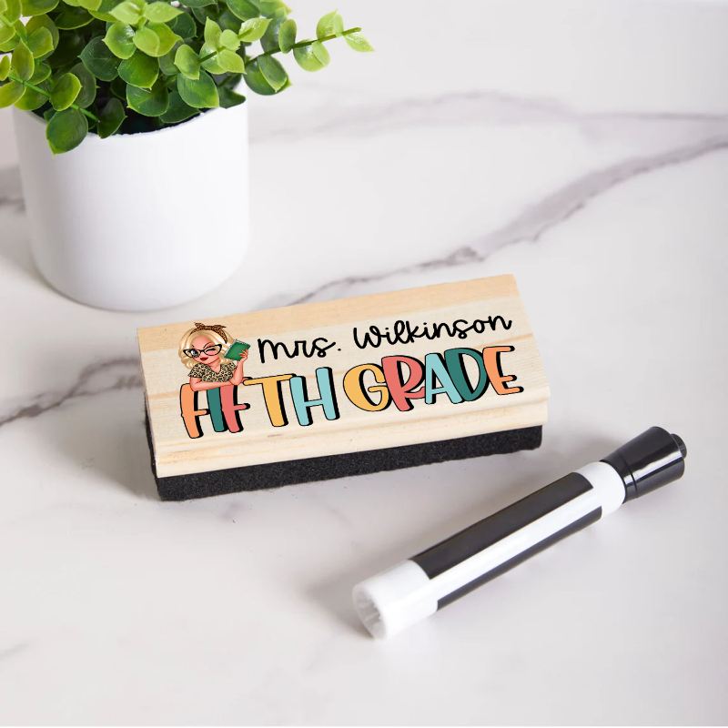 Personalized Teacher Grade Boho Whiteboard Eraser, End Of The School Year Gift For Teachers, Teacher Appreciation Gift