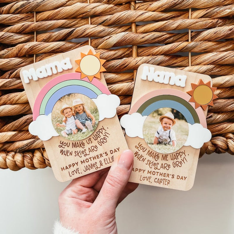Personalized Rainbow Fridge Photo Magnet, Mother's Day Photo Gift