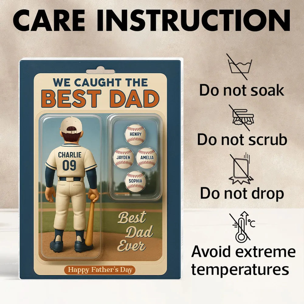 We Caught The Best Dad Grandpa Cartoon Baseball Lover Toy Box Figure Style Personalized Acrylic Block Plaque
