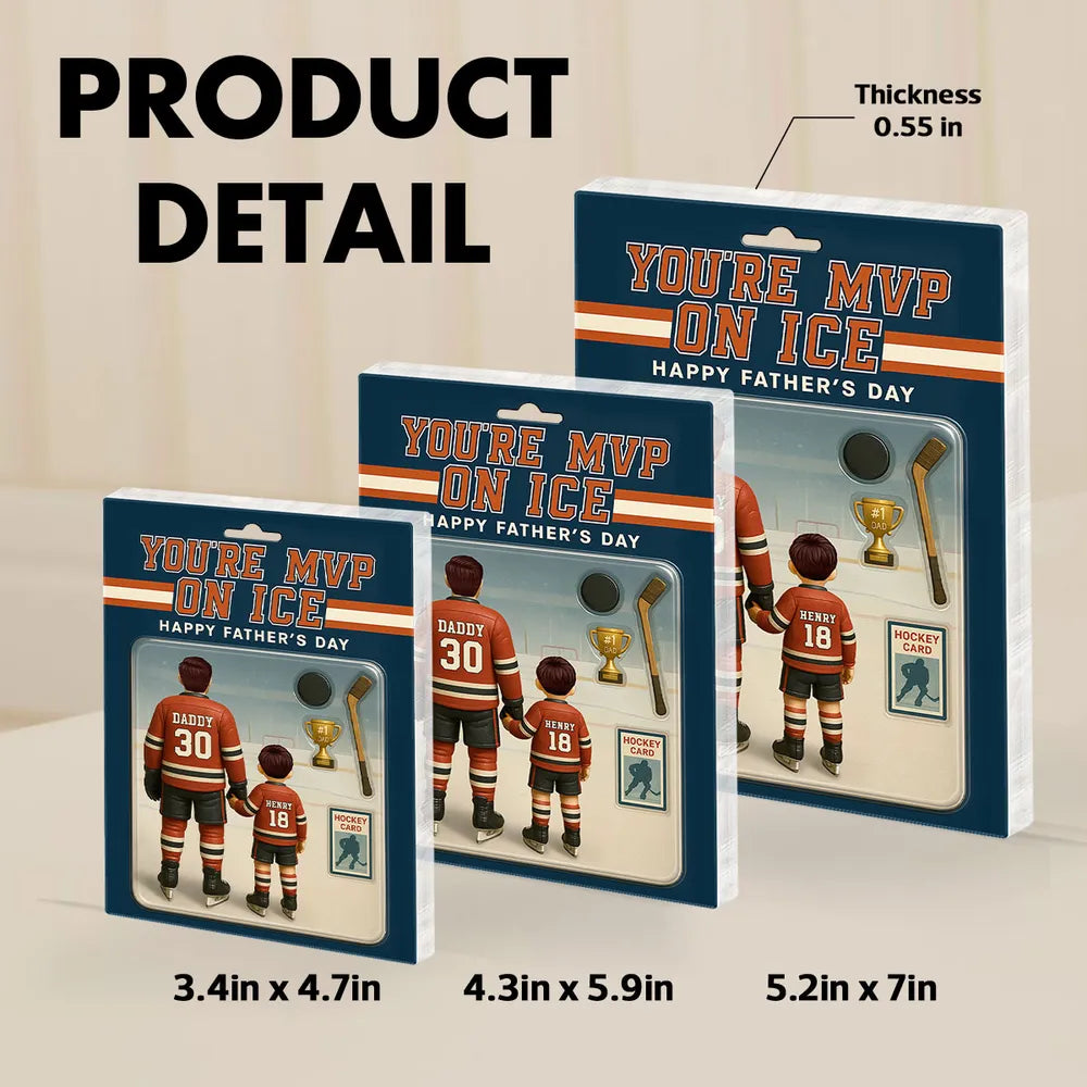 You're My MVP On Ice Hockey Dad Custom Action Figure Personalized Acrylic Block Plaque, Father's Day Gift for Dads, Gift for Husband