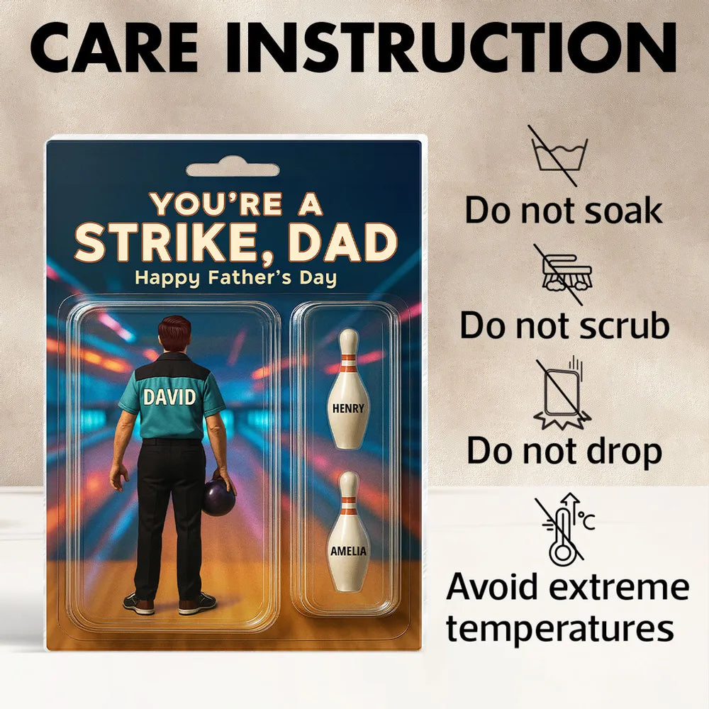 You're A Strike Dad With Kids' Names Custom Figure Personalized Acrylic Block Plaque, Unique Father's Day Gift For Him, For Dad, For Bowling Lover