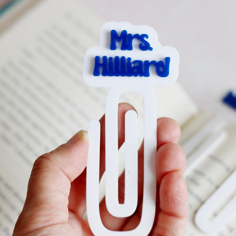 Personalized Acrylic Bookmark for Teachers, Lasercut Custom Gift, Paperclip Bookmark for Teacher Appreciation