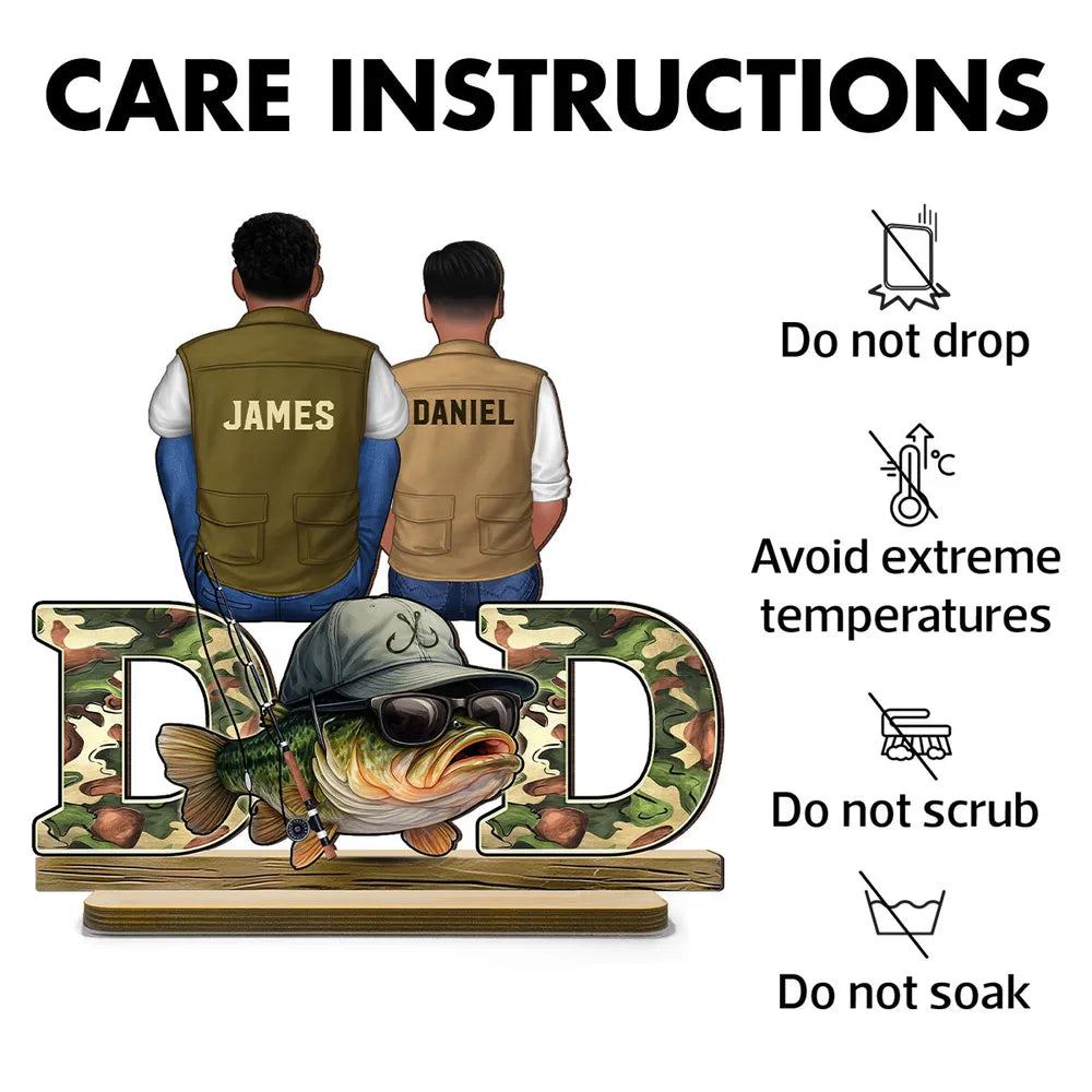 Fishing Dad And Kids Personalized Wooden Plaque, Father’s Day gift for Dad, for Husband