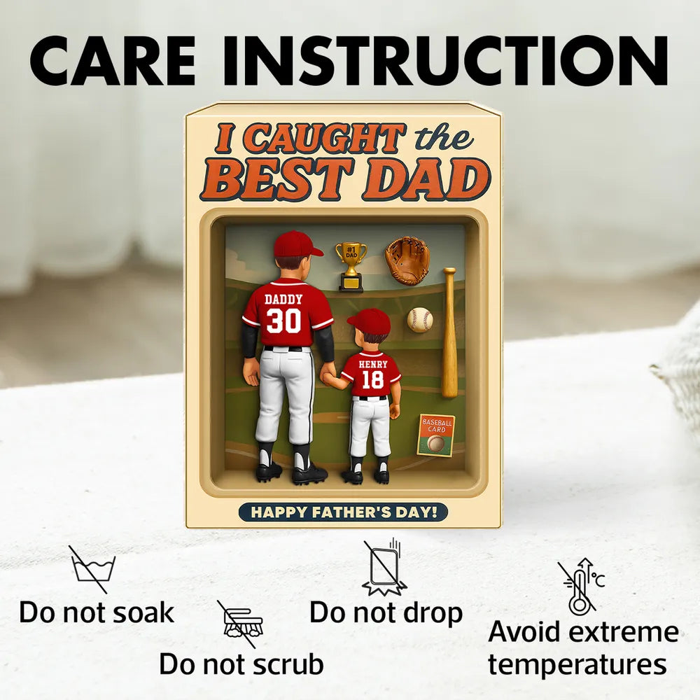 Baseball Dad And Kids, Custom Action Figure, Personalized Toy Box Acrylic Block, Father's Day gift
