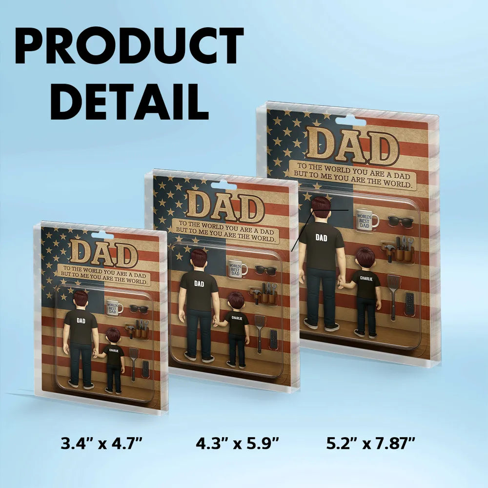 Dad And Kids Back View Custom Figure Personalized Acrylic Block Plaque, Father's Day Gift for Dad, Gift for Husband