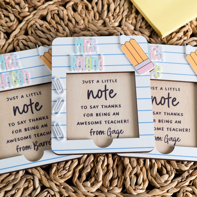 Personalized Teacher Name Rainbow Color Sticky Note Holder, Teacher Gift, End Of The Year Gift , School supplies Teacher appreciation,Gift from student