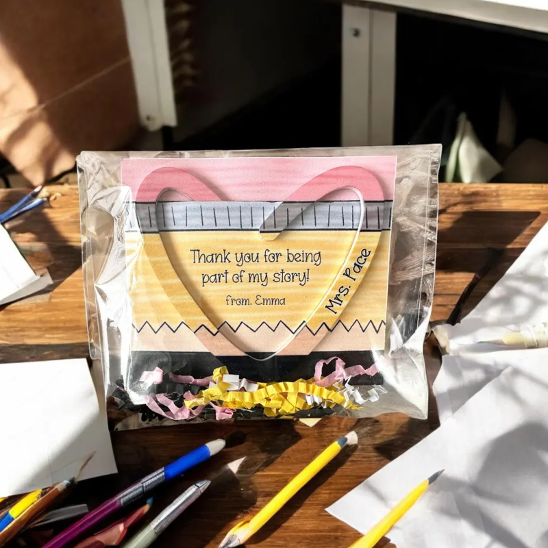 Personalized Heart-Shaped Teacher-Inspired Jumbo Acrylic Bookmark, End Of School Year Gift For Teacher, Teacher Appreaciation