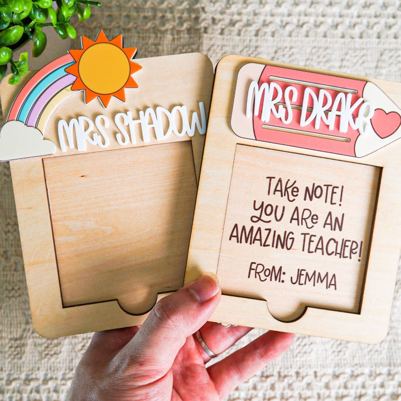 Personalized Sticky Note Holder for Teacher Appreciation Gift, End Of School Year Gift, Christmas Gift For Teacher