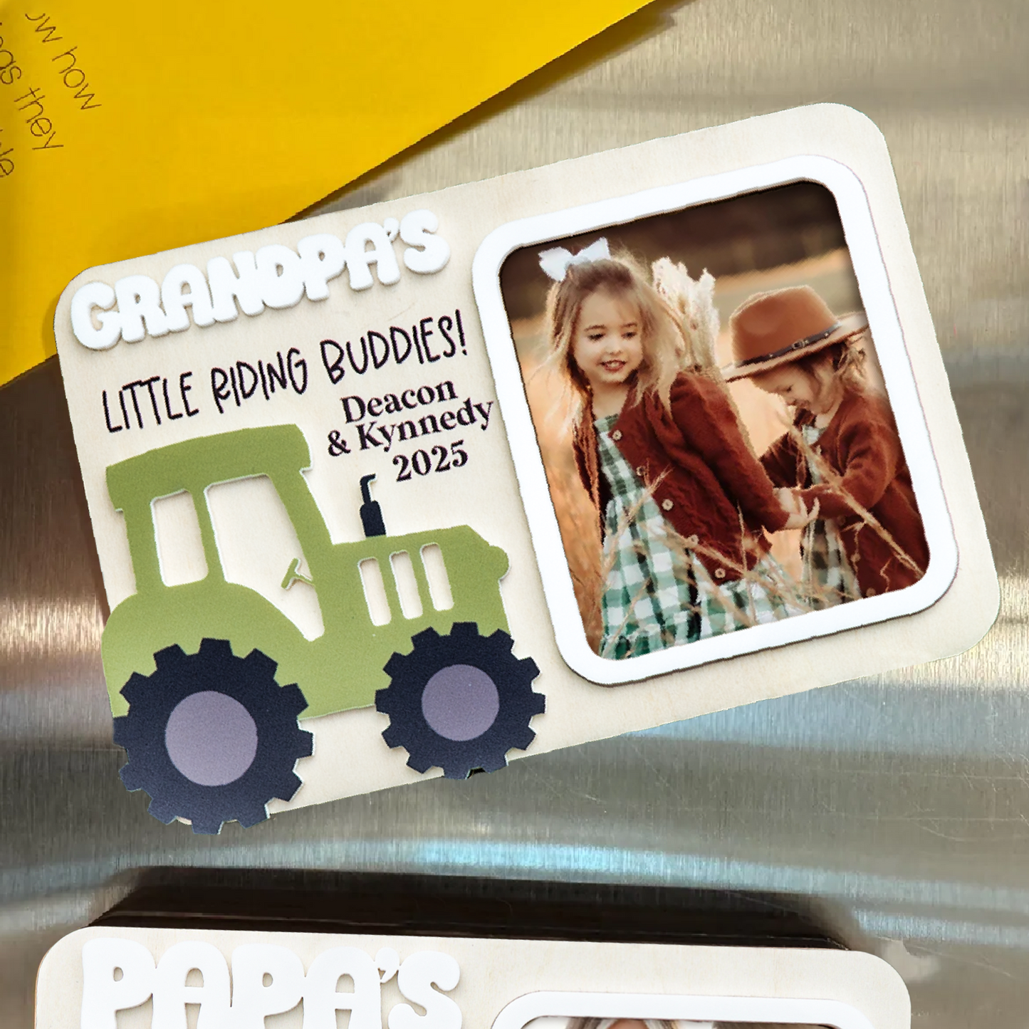 Personalized Tractor Kids Picture Holder Fridge Magnet Frame, Father's Day Gift, Gift For Husband, Grandpa Farmer Farmhouse Decor