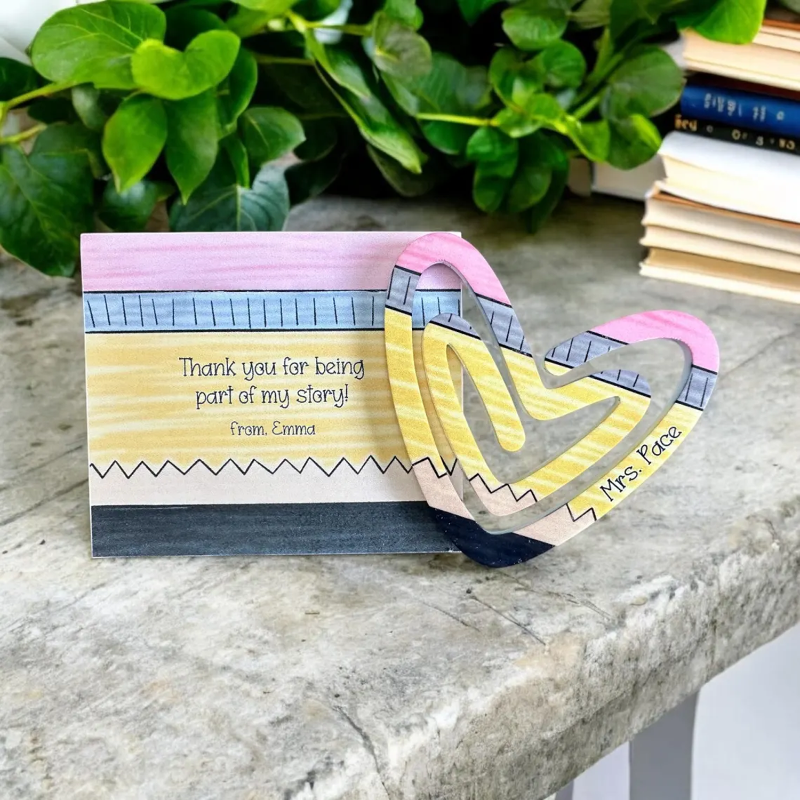 Personalized Heart-Shaped Teacher-Inspired Jumbo Acrylic Bookmark, End Of School Year Gift For Teacher, Teacher Appreaciation