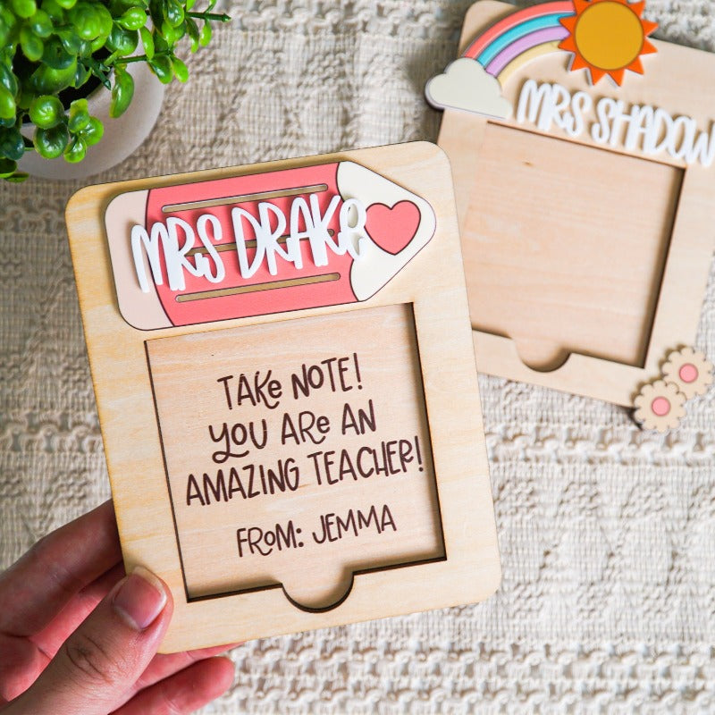 Personalized Sticky Note Holder for Teacher Appreciation Gift, End Of School Year Gift, Christmas Gift For Teacher