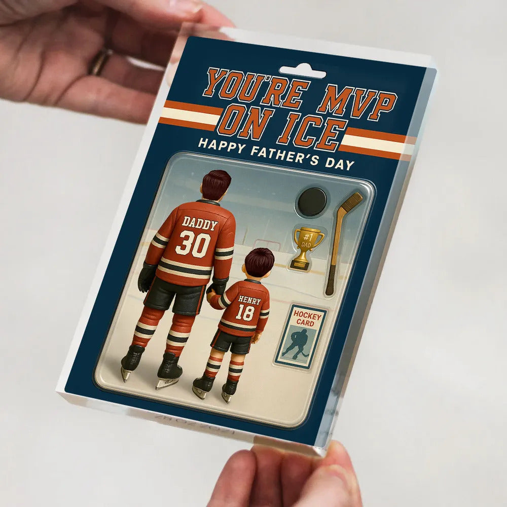 You're My MVP On Ice Hockey Dad Custom Action Figure Personalized Acrylic Block Plaque, Father's Day Gift for Dads, Gift for Husband