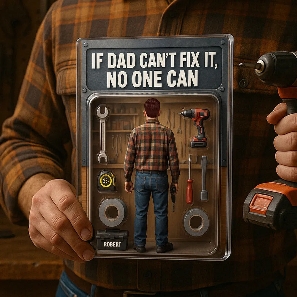 3D Effect If Dad Can't Fix It No One Can Action Figure Personalized Rectangle Acrylic Block