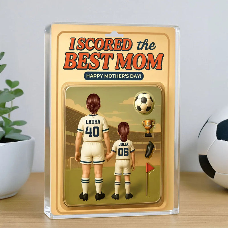 Personalized I Scored The Best Mom Soccer Figure Acrylic Block Plaque, Mother's Day Gift for Mom, Gift for Wife