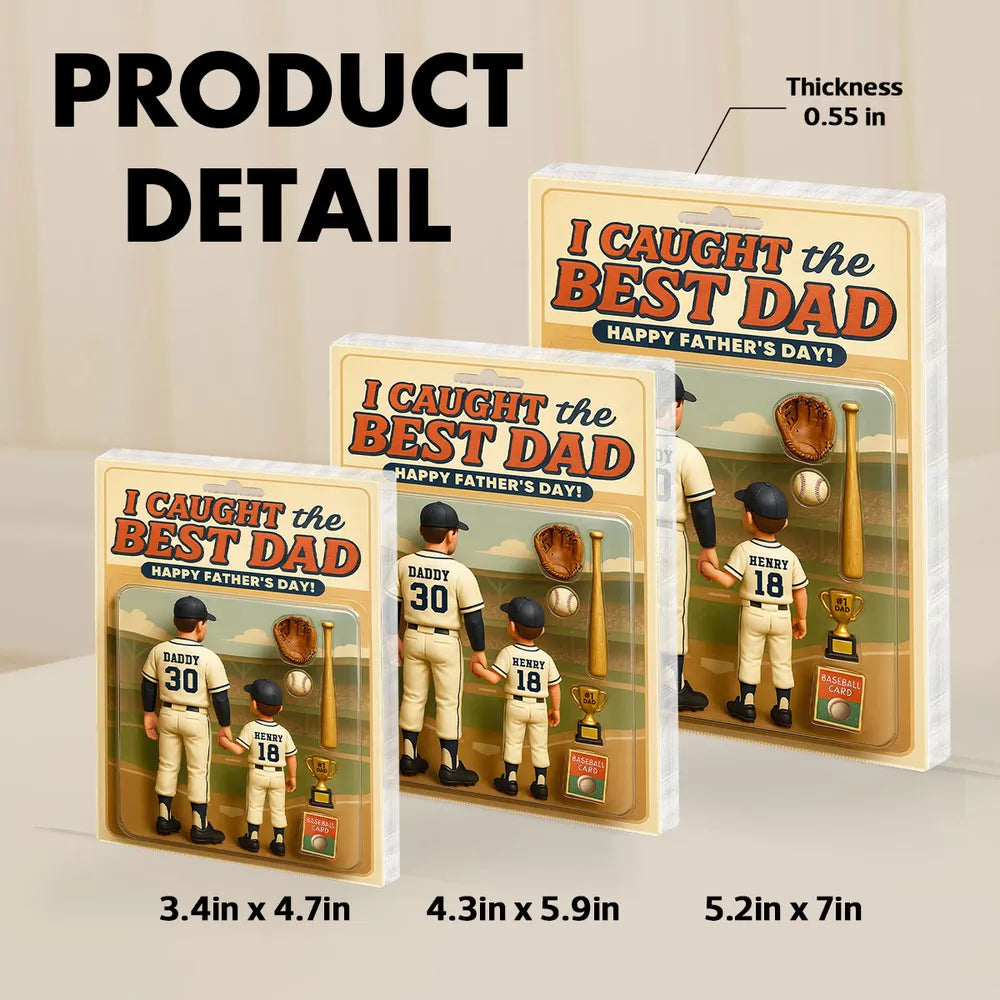 We Caught the Best Dad Baseball Custom Figure Personalized Acrylic Block Plaque, Father's Day Gift for Dads