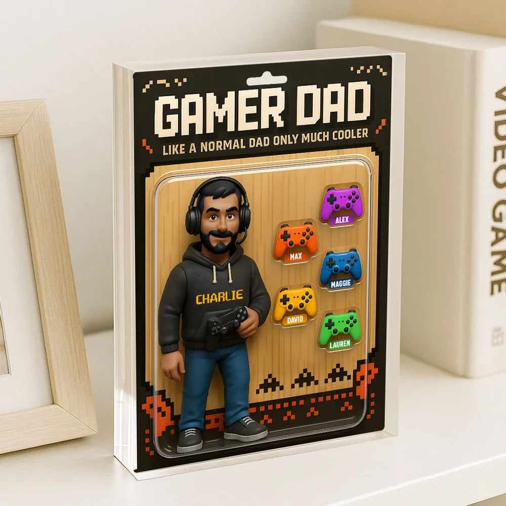 Gamer Dad Cooler Custom Action Figure Personalized Acrylic Block Plaque, Father's Day gift for Gamer Dad