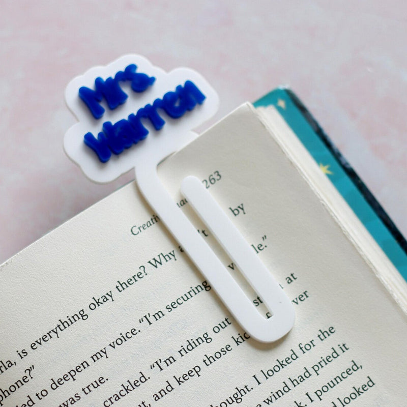 Personalized Acrylic Bookmark for Teachers, Lasercut Custom Gift, Paperclip Bookmark for Teacher Appreciation