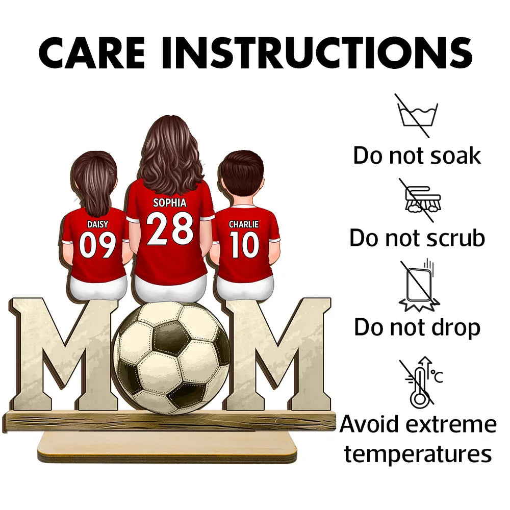 Soccer Mom And Kids Personalized Standing Wooden Plaque, Mother's Day gift