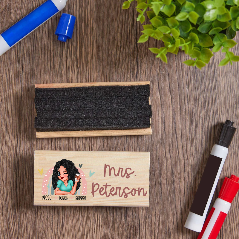 Personalized Erase, Teach, Repeat Whiteboard Eraser, End Of The School Year Gift For Teachers, Teacher Appreciation Gift