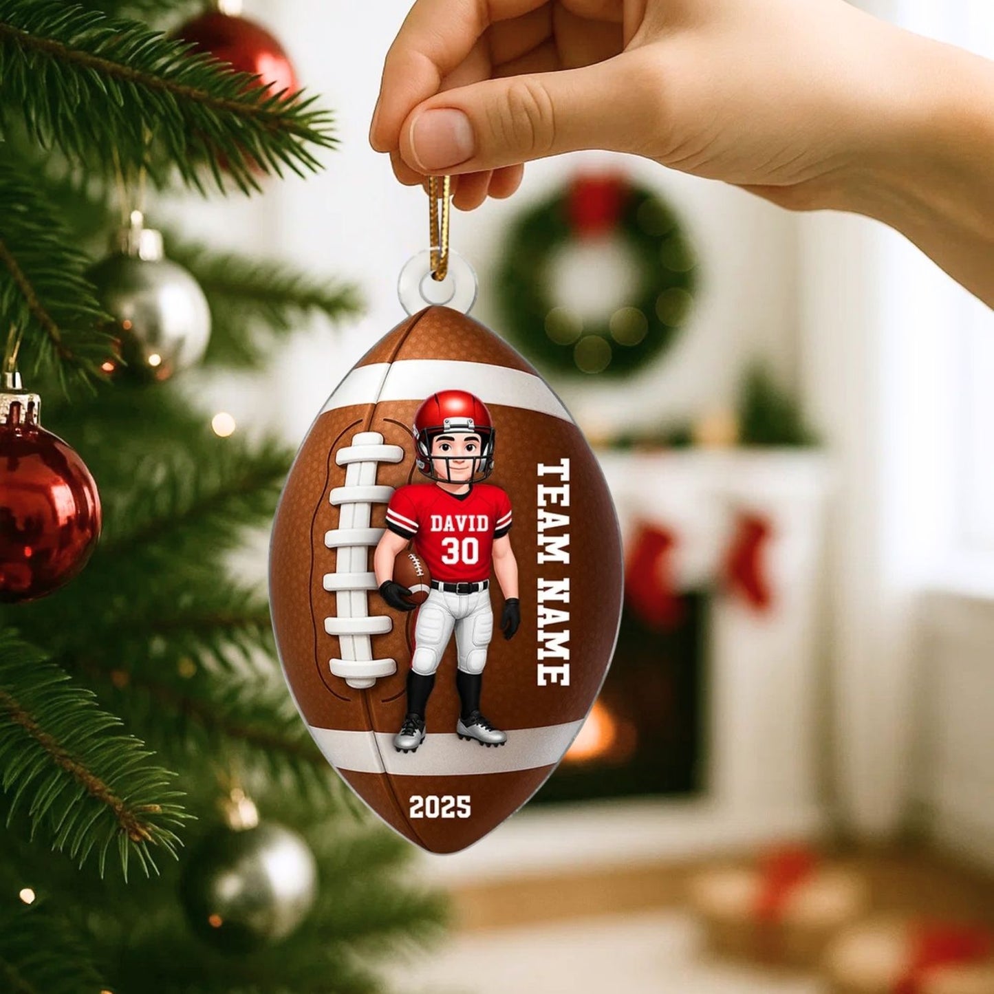 Football Player - Personalized Acrylic Ornament - Christmas Gift For Teen Boy, Son, Grandson
