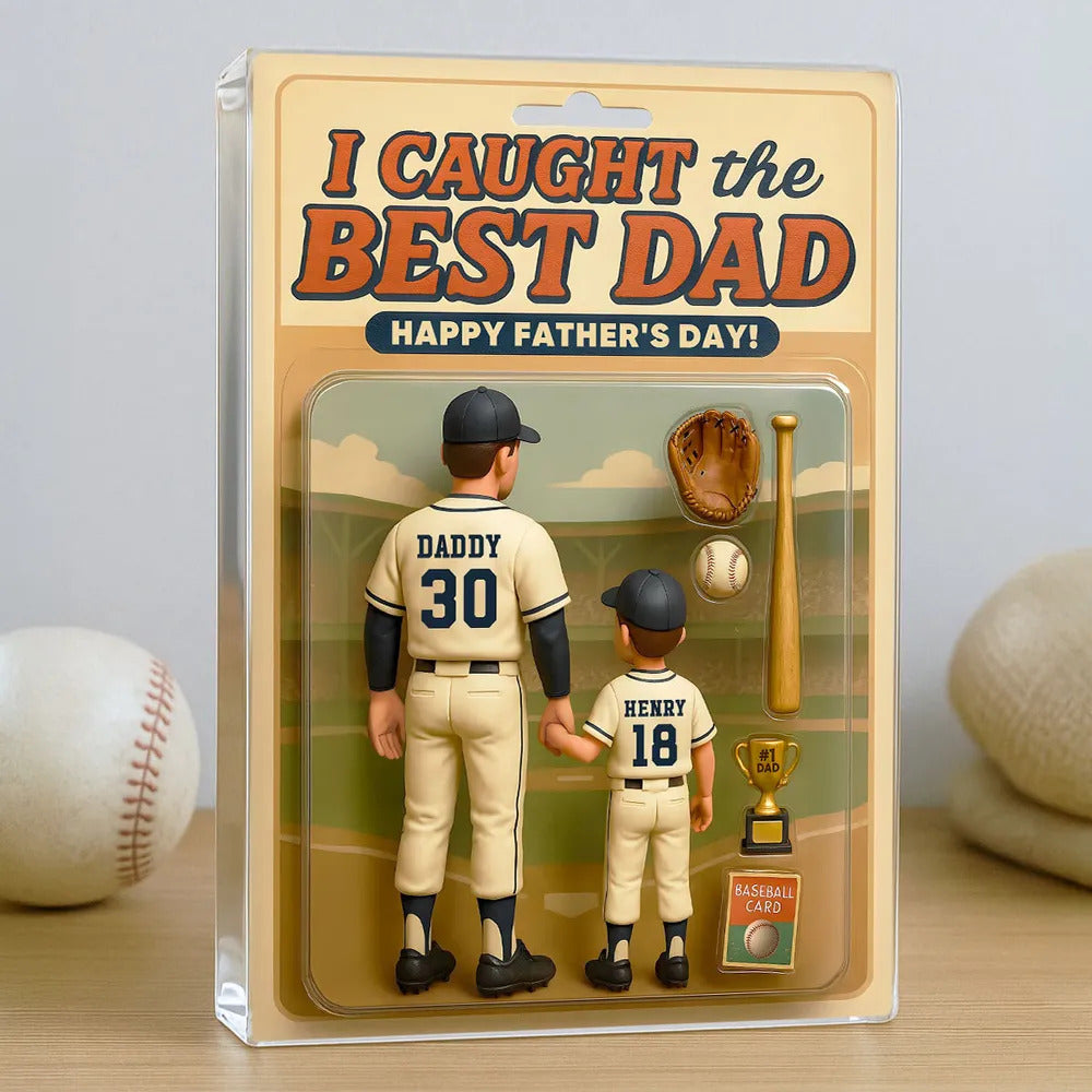 We Caught the Best Dad Baseball Custom Figure Personalized Acrylic Block Plaque, Father's Day Gift for Dads