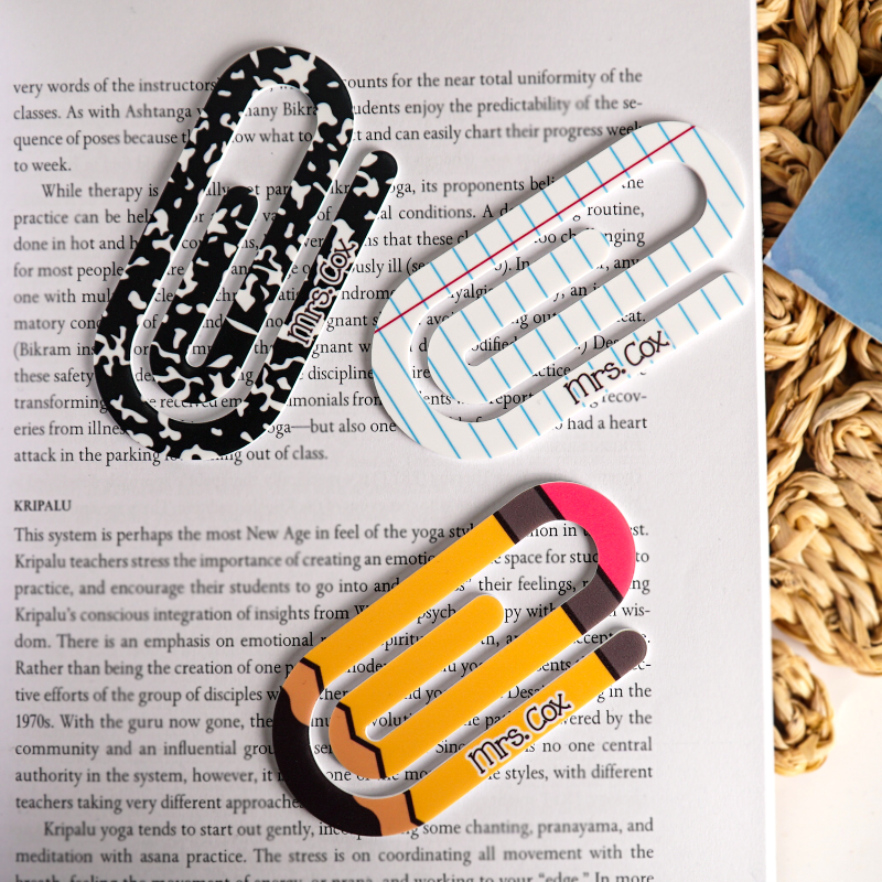 Personalized Teacher Name With Classroom Theme Pattern Paperclip Bookmark, Bookmark Gift For Teacher, Gift For Book Lovers